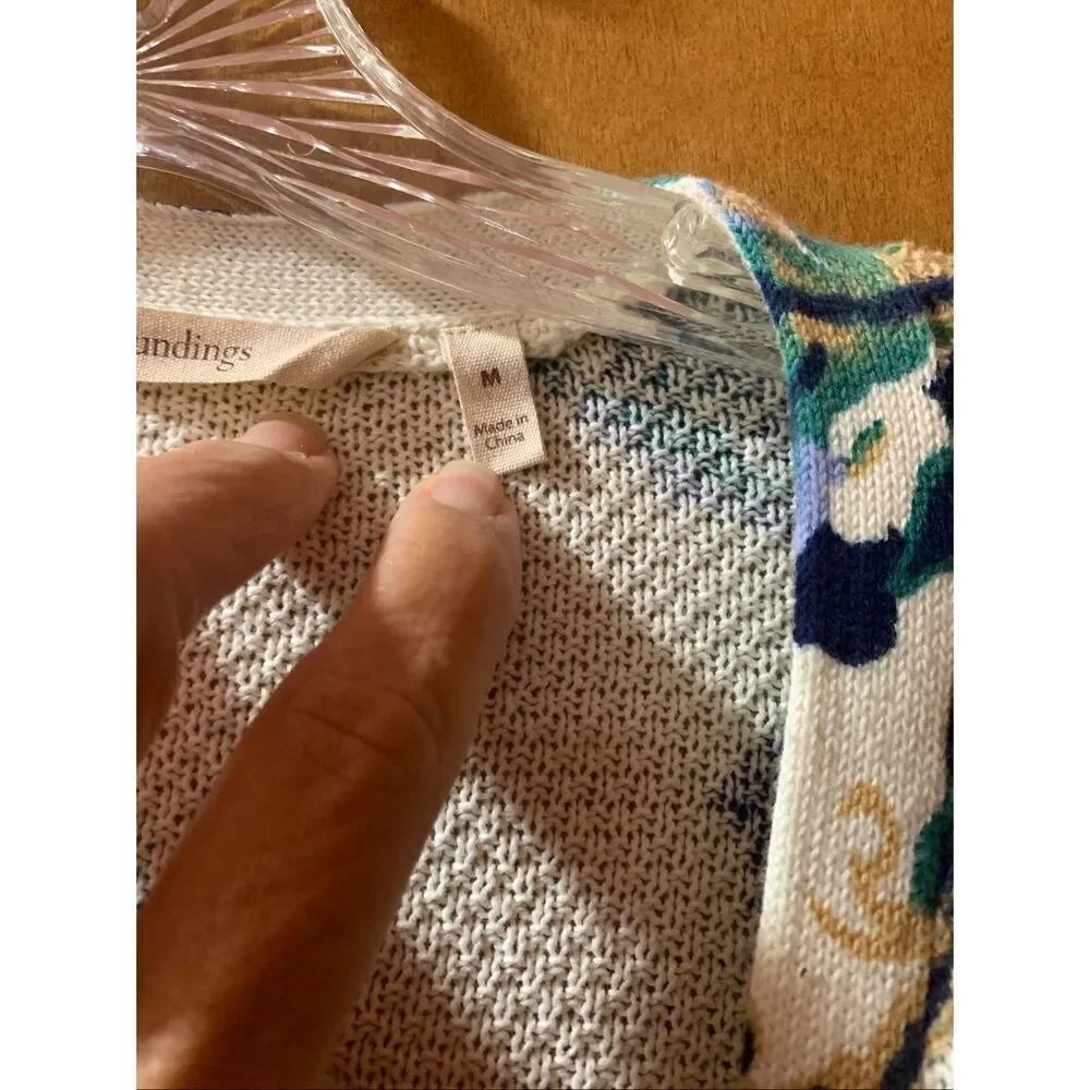 Soft Surroundings Blue and Green Paisley Jacquard Pattern Jacket Midi Length